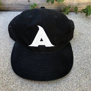 APOLLO USA Letter A Trucker Hat Men's Snapback Adjustable Cap Black​​